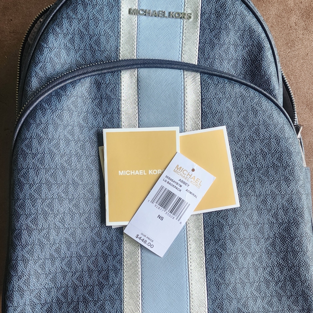 Michael Kors Blue and Silver Men's Backpack